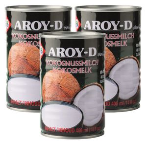 3er-Pack AROY-D Kokosmilch Kokosnussmilch 400ml | Coconut Milk | Konserve