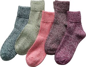 5 Paar Wintersocken Damen Wollesocken kuschelsocken damen, Atmungsaktive Weiche Thermosocken Lässige Socken EU 36-40