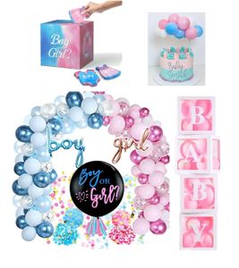 MEGA Bundle Gender Reveal Ballon Girlande Party Babybox girl boy rosa blau Abstimmbox Tortentopper