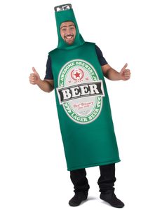 Bier-Kostüm humorvolles Faschingskostüm grün-weiss-schwarz