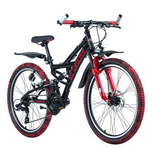 Mountainbike Fully 24'' ATB Crusher schwarz-rot 36 cm KS Cycling
