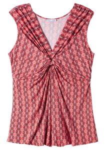 sheego by Joe Browns Damen Große Größen Longtop mit Ornamentmuster und Knotendetail Longtop Citywear feminin V-Ausschnitt - gemustert