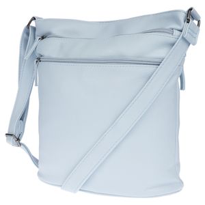 Damen Tasche Schultertasche Umhängetasche Crossover Bag Leder Optik Handtasche Hellblau