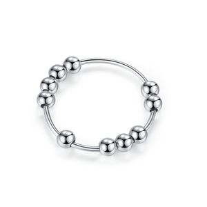 Anti-Stress-Ring mit 10 drehbaren Perlen Kupfer-Silber Größe 8