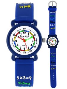 Pacific Time Armbanduhr Lernuhr Mädchen Jungen Silikon Zahlen 1x1 Schule blau 20554