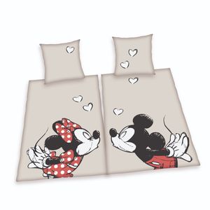 4tlg Disney Mickey & Minnie Mouse Partner Bettwäsche Baumwolle Bettwäscheset Set