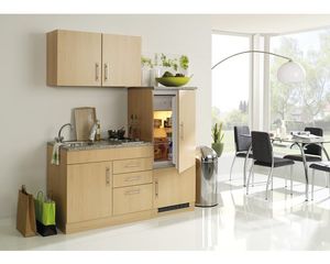 Held Möbel Singleküche mit Geräten Toronto 160 cm Frontfarbe buche Matt Korpusfarbe buche