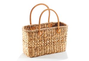 Taška Water Hyacinth Basket Bag - kožená rukojeť - 38x16x24 cm