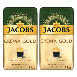JACOBS Kaffeebohnen Expertenröstung Crema Gold 2 x 1 kg ganze Kaffee Bohnen geröstet