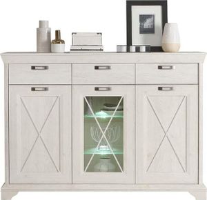 MARSALA Highboard Pinie Weiß, LED-Beleuchtung:mit LED-Beleuchtung