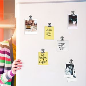Navaris Kühlschrank Magnet Clips Set - 15x Magnetclip Kühlschrankmagnete sehr stark mit Klammer - Deko für Küche Magnettafel Whiteboard Silber