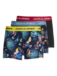JACK & JONES Herren 3 PACK  Boxershorts JACFLOWER BIRD 12194104 TRUNKS , Größe:L, Farbe:Surf The Web/DetailBlack-Black
