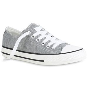 Mytrendshoe Damen Sneaker Slip Ons Turnschuhe Glitzer Slippers 821509, Farbe: Grau, Größe: 36