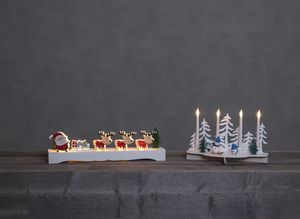 LED-Leuchter 'Rudolf', Santa mit Rentieren