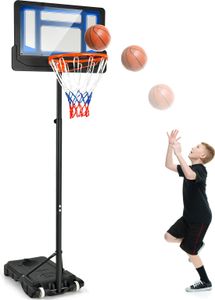 COSTWAY basketbalový stojan 90/158-210 cm s nastaviteľnou výškou, basketbalový kôš odolný voči poveternostným vplyvom so stojanom a 2 kolieskami, basketbalový systém pre deti, mládež
