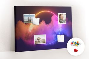 Pinwand Korkplatte Tafel ohne Rahmen - Lehrmittel Kinderspiel - 100x70 cm - 100 Stk. Farbig-Pinnadeln - 3D Rauch abstrakt