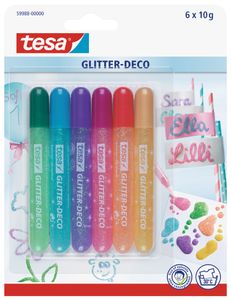 tesa Glitzerkleber "Glitter Deko" Tube Candy Colors Inhalt: 6 x 10 g