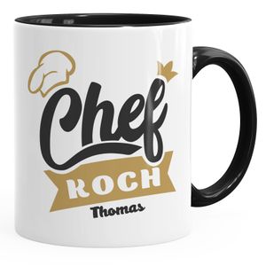 personalisierte Kaffeetasse Chefkoch mit anpassbarem Namen Namenstasse personalisierte Geschenke SpecialMe® Inner-Schwarz Keramik-Tasse