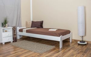 Futonbett / Massivholzbett Kiefer Vollholz massiv weiß lackiert A8, inkl. Lattenrost - Abmessungen: 80 x 200 cm
