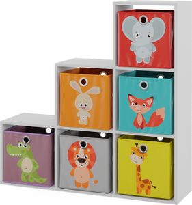 Vicco Schodišťový regál , 105 x 107.5 cm se skládacími boxy opt.1, Bílá