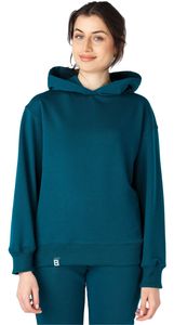 Kapuzenpullover lang Damen Hoodie Sportanzug Oberteil Pullover BLV210, Farbe:Smaragdgrün, Größe:S