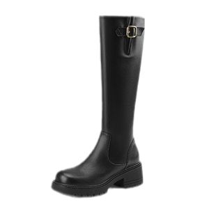 Damen Stiefel Knie Hohe Booties Rutschfest Seite Reißverschluss Wasserdicht Reitstiefel  Schwarz, Plüschfutter,Größe:EU 39
