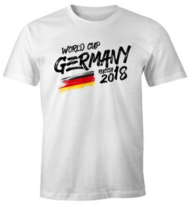 Herren Fan-Shirt Deutschland WM 2018 Fußball Weltmeisterschaft Trikot Flagge T-Shirt Fußball-Shirt Deutschland-Shirt Fan-Trikot Deutschland-Trikot Moonworks® weiß M