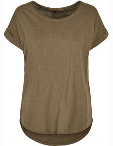 Build Your Brand Damen Long Slub Tee BY036 olive L