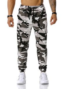 Herren Jogginghosen Camouflage Hose Casual Cargo Fitness Baumwolle Sommer Pants Weiß,Größe M