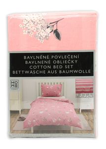 HOME ELEMENTS Bavlněné povlečení na jednolůžko, oboustranné, květy a proužek