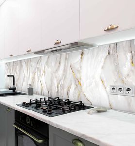 Küchenrückwand Marmor Weiß Gold selbstklebend, groesse_krw:400 x 60cm