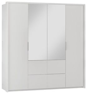 Kleiderschrank WIEDEN , Drehtürenschrank Schrank Schubladen , ( WEISS )