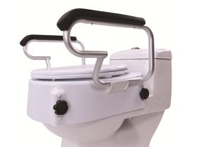 Antar - Toilettensitzerhöhung mit Deckel und Armlehnen, 5 - 15 cm höhenverstellbare WC-Erhöhung