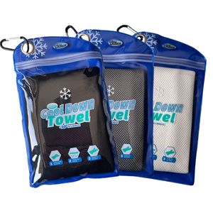 Aqua Laser - Cool Down Handtuch - inklusive Tasche - Schwarz + Grau + Weiß