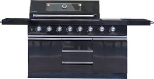 Buschbeck Outdoorküche Chester, schwarz lackierter Edelstahl, B214 x T60 x H119 cm
