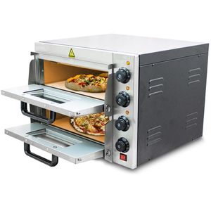 Bituxx Elektrischer Pizza Doppelofen 3000 Watt Silber MS-18168