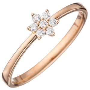 JOBO Damen Ring 60mm 585 Gold Rotgold 7 Diamanten Brillanten Diamantring Rotgoldring