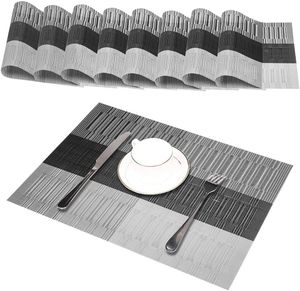Platzdeckchen (8er Set) Platzset Abwischbar - Hitzebeständig und Abgrifffeste Waschbare Tischmatte - Grau Tischset Kunststoff für Küche Speisetisch - 30x45cm (8er, A3)
