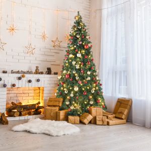 Künstlicher Weihnachtsbaum, 210 cm, mit 450 Lichtern, PVC-Material