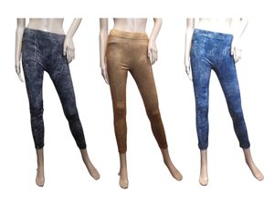 SMART TEX® Damen Stretch Hose 3er Set Leather Print Slim Leggings Gr. XL Legíny