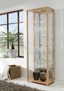 Vitrine Glasvitrine Standvitrine Vitrinenschrank "Berlin V" Buche Nachbildung