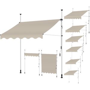 Balkonmarkise 350 cm Beige Gelenkarm Markise Klemmmarkise Sonnenmarkise Balkon ohne Bohren