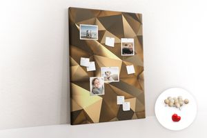 Pinwand Korkplatte Tafel ohne Rahmen - Lehrmittel Kinderspiel - 100x140 cm - 100 Stk. Holz-Pinnadeln - 3D abstrakt