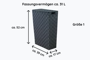 NISCHENWÄSCHEKORB - 31 oder 48 Liter - GRAU - Wäschesammler Wäschesortierer Wäschekorb Stoff geflochten Korb, Größe:Größe 1