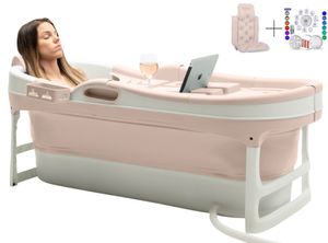 HelloBath® Faltbare Badewanne - Sand - 148cm - Mobile wanne - Klappbare Badezuber - Bath Bucket - Erwachsene und Kinder - inkl. Badekissen & Badlampe