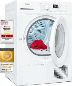 Exquisit Wärmepumpentrockner TWP5803-030 weiss | 8 kg Fassungsvermögen | Energieeffizienzklasse A++ | Kindersicherung | Auto Abschaltung