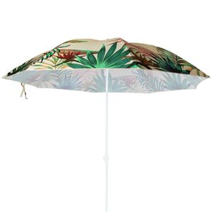 Strandsonnenschirm beige tropisch Ø 180cm Sonnenschirm knickbar UV 40+ Sonnenschutz Schirm verstellbar Strandschirm