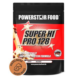 Powerstar SUPER HI PRO 128 | Mehrkomponenten Protein-Pulver 1kg | Höchste Biologische Wertigkeit | Protein-Shake zum Muskelaufbau | Hazelnut