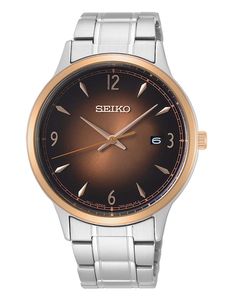 Pánské analogové hodinky Seiko - hnědé | SGEH90P1