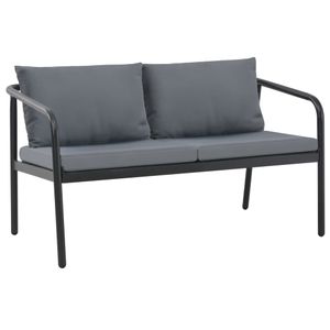Hommie 2-Sitzer-Gartenbank mit Auflagen Grau Aluminium Garten-Loungesofa Palettenmöbel